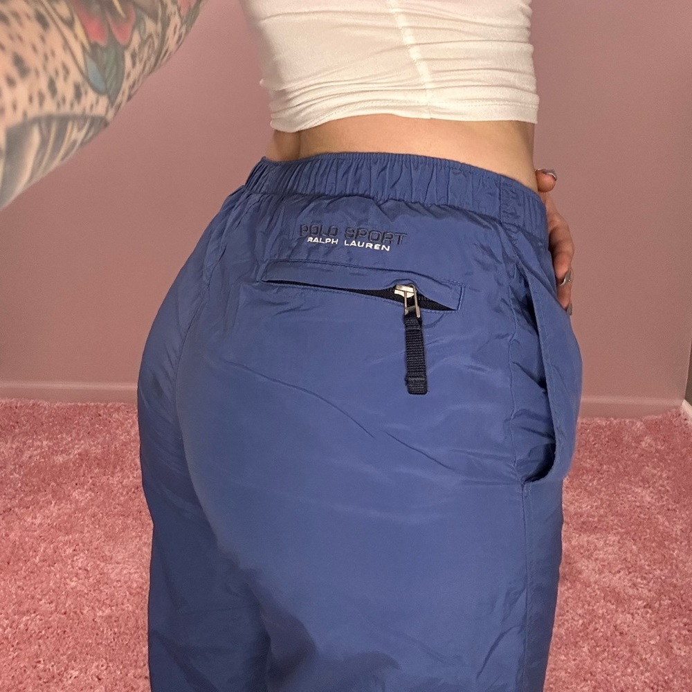 Vintage y2k early 2000s blue polo sport elastic waist wind pants size small